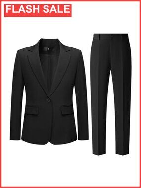 Women's 2 Piece Pant Suit Dressy Business Casual Professional Blazer Pants Set